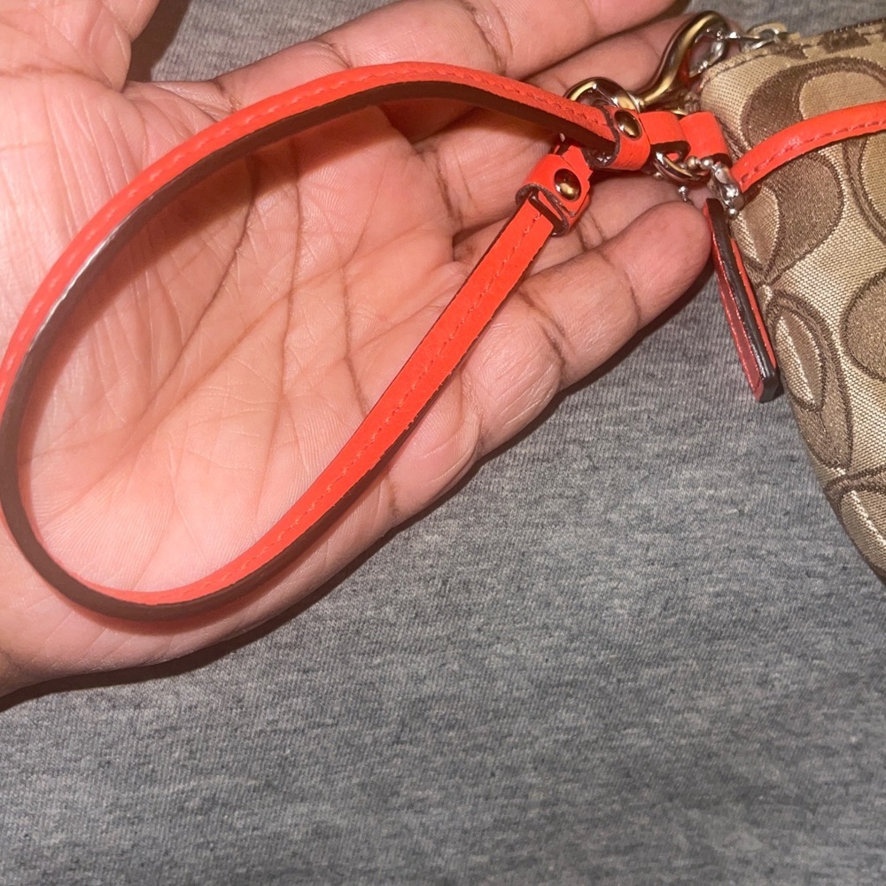 Vintage Coach Wristlet Vermillion Orange Khaki - Picture 14 of 14